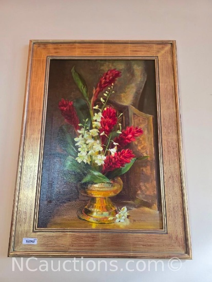 Flowers in Vase Floral Framed Art Signed B Nance Smith