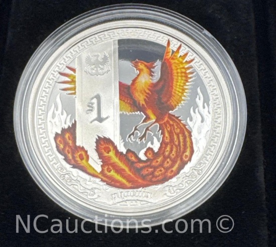 Coin Club Australia Mythical Creature Phoenix 1 Troy Oz .999 Fine Silver Proof Coin With COA