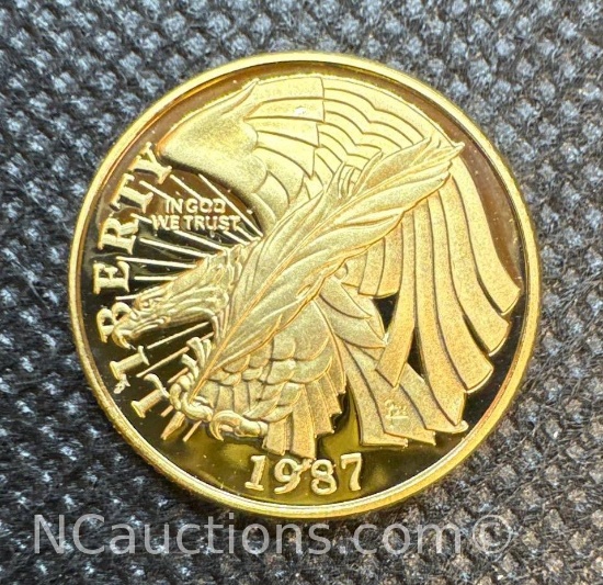 1987 1/4 Oz Gold Bicentennial Of Congress Bullion Coin