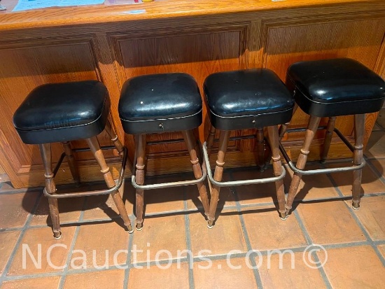 four black leather wood barstools 31 inches tall