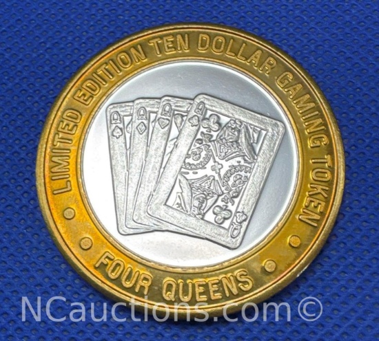 Limited Edition Four Queens .999 Fine Silver $10 Gaming Token 37 grams