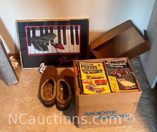 closet, contents one box vintage hot rod magazines, 1950s and more