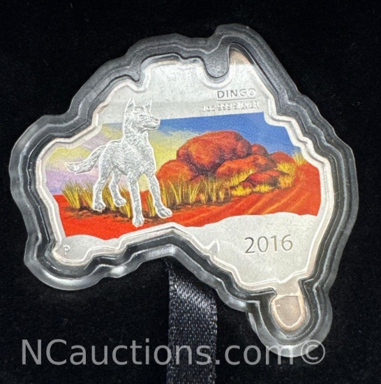 2016 Australian Map Shaped Coin 1 Oz .999 Fine Silver Bullion With COA