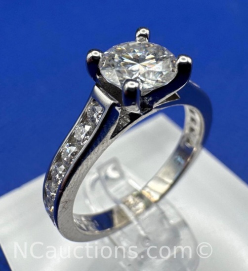 Preveli Sterling Silver Brilliant Round Cut Diamond Ring 3 Grams Size 8