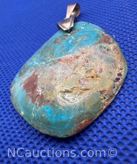950 Silver Larimar Stone Pendant 7 Grams