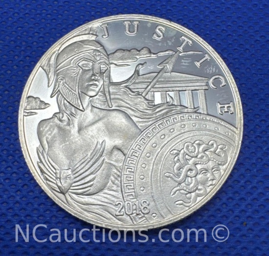 2018 1 Troy Oz .999 Fine Silver Justice Bullion Coin
