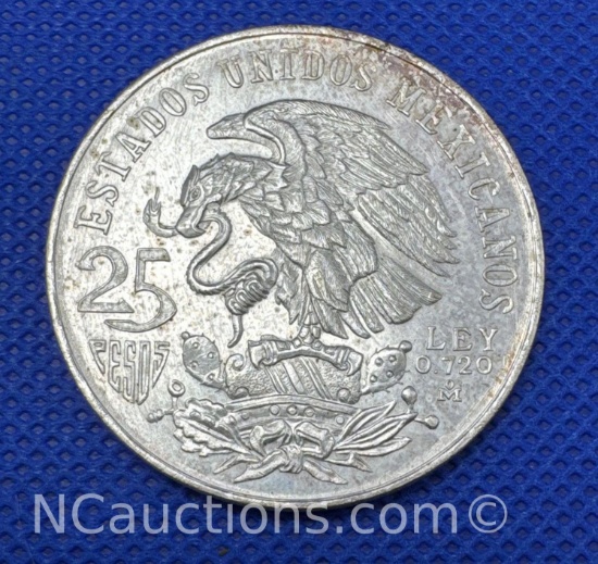 1968 Mexico Olympics 25 Pesos 72% Silver Coin 22 grams