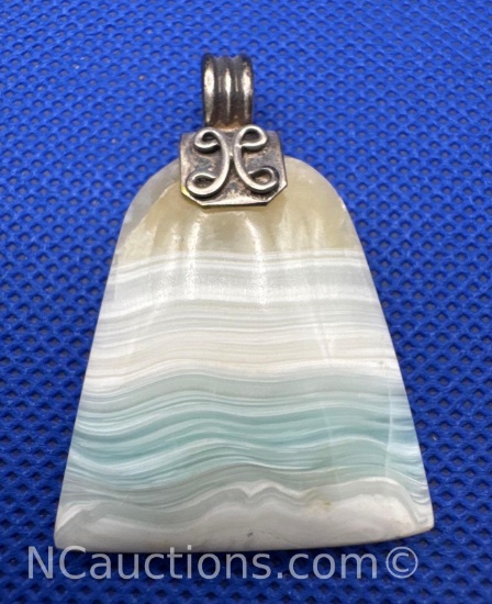 950 Silver Agate Stone Pendant 15 Grams