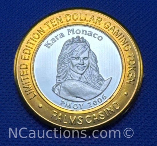Limited Edition Palms Casino Play boy Tara Monaco .999 Fine Silver Gaming Token 36 Grams
