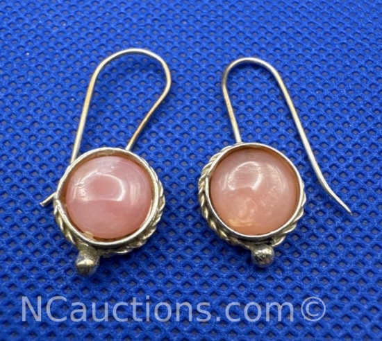 950 Silver Angle Skin Coral Drop Earrings 4 Grams