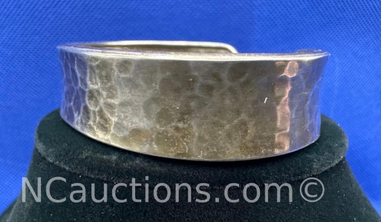 Vintage 950 Silver Hammered Bangle Bracelet 20 Grams