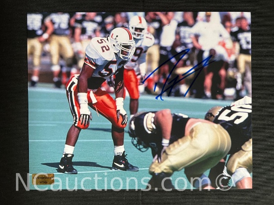 8X 10 signed photo NFL Hall of Famer Ray, Lewis, Miami, COA U
