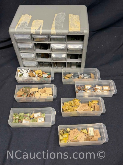 Case Full of Miniature Military Tank men vehicles model gaming