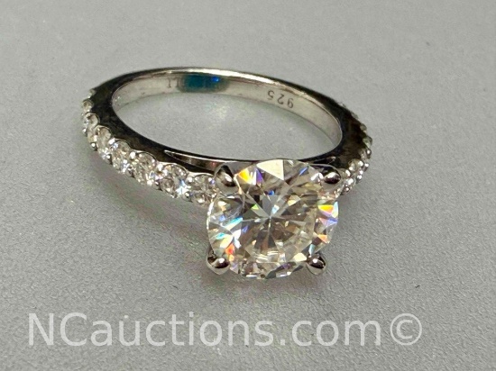 Preveli 925 Sterling Silver 3ct Diamond Ring sz7 3g Total
