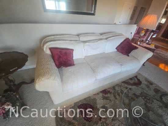 Overstuffed White 8ft Couch
