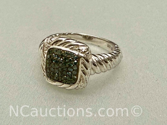 925 Sterling Simver Diamond Ring Sz.6 4 grams total