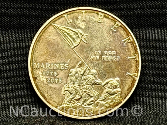2005 United States Marine Corps 230th Anniv Silver 90 percent Dollar 27 grams
