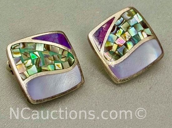 925 Sterling silver Abalone earrings 5.6 grams