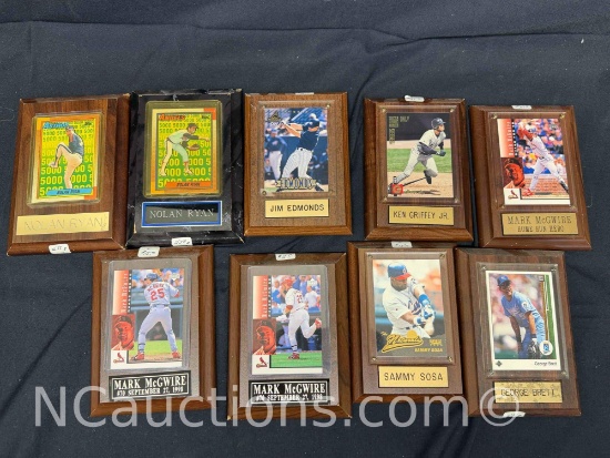9 Baseball trading cards on plaques Nolan, Ryan Jim Edmonds, Mark McGuire, Ken Griffey Junior More
