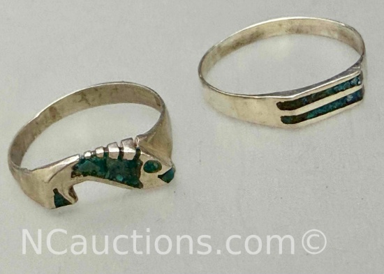 Pair of 925 Sterling Silver Rings size 7 2 grams total