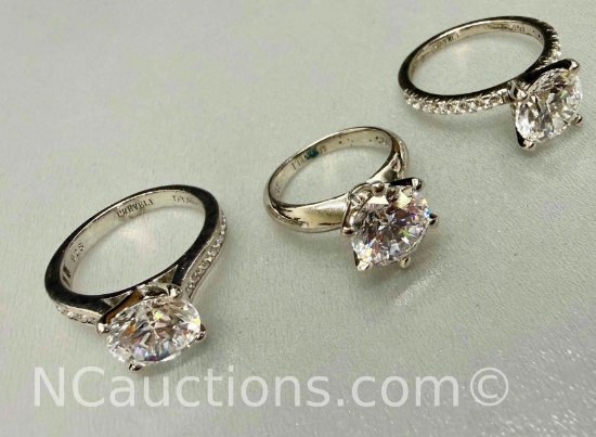 3 925 Sterling Silver Gemstone Rings 12 grams total