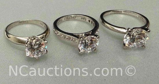 3 925 Sterling Silver Gemstone Rings 10.5 grams total