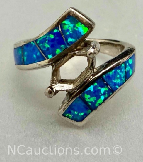 925 Sterling Silver Opal Ring sz.10, 7.5 grams marked