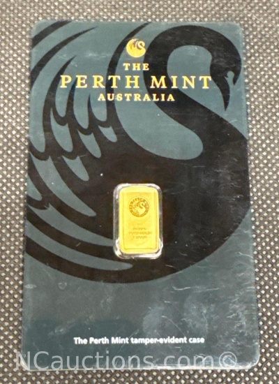 The Perth Mint 1 Gram 999.9 Fine Gold Bullion Bar