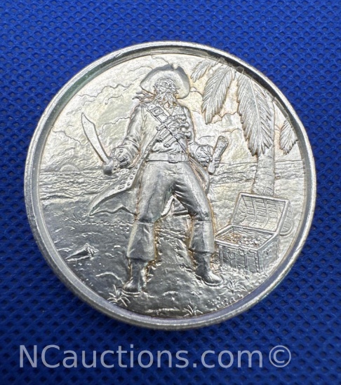 2 Troy Oz .999 Fine Silver Pirate Bullion Coin