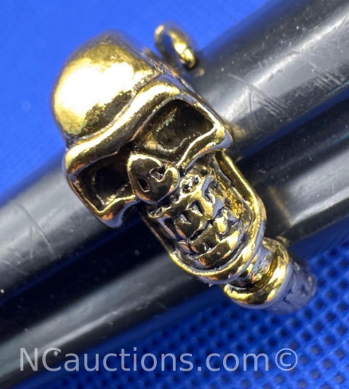 Gold Tone Skull Ring 9 Grams Size 9.5