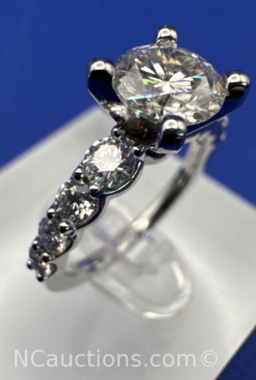 Sterling Silver Brilliant Round Cut Diamond Ring 3 Grams Size 5.5