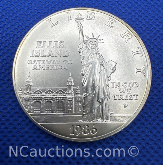 1986 Ellis Island 90% Silver Dollar Coin With COA 26 GRAMS