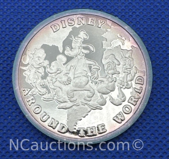 Disney Around The World 1 Troy Oz .999 Fine Silver Bullion Coin With COA