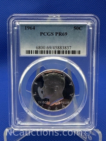 1964 PCGS PR69 Kennedy 90% Silver Half Dollar