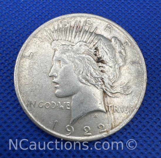 1922 Peace Dollar 90% Silver Coin 26 Grams