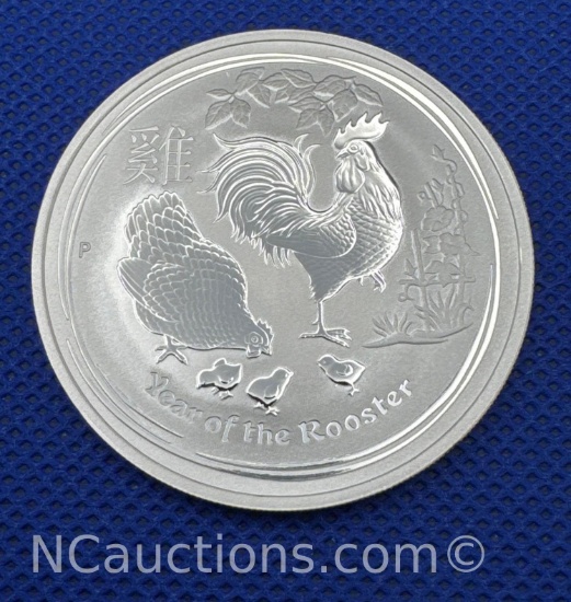 Australia 2017 Year Of The Rooster 1 Troy Oz .999 Fine Silver Bullion Coin