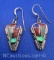 Native American Sterling Silver Lapis Coral abalone Earrings 8 Grams