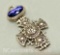 925 Sterling silver, amethyst pendant, neck necklace iron cross 9.7 grams