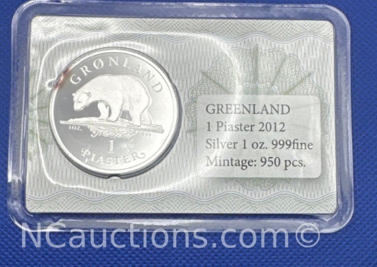 2012 Greenland 1 Troy Oz .999 Fine Silver Bullion Coin