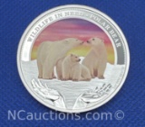 Wildlife In Need Polar Bear 1 Troy Oz .999 Fine Silver Bullion Coin With COA