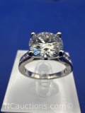 Preveli Sterling Silver Brilliant Round Cut Diamond Ring 3 Grams Size 6.5
