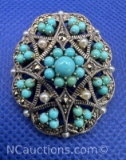 Sterling Silver Turquoise and Pearl Pendant 10 grams marked 925