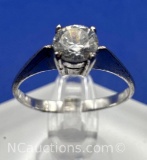 Sterling Silver Brilliant Round Cut Cz Ring 1.7 Grams Size 6.5