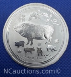 2019 Australia Year Of The Pig 1 Troy Oz .999 Fine silver Bullion Coin