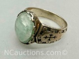 925 Sterling silver aquamarine ring 10.6 grams Sz.11