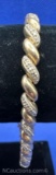 Sterling Silver Diamond Illusion Pave Twisted Cable 16.7 Grams