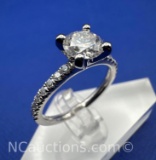 Sterling Silver Brilliant Round Cut Diamond Ring 3.3 Grams Size 8.5