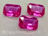 3 Emerald Cut Pink Sapphire Gemstones 3.2ct Total