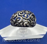 Sterling Silver Filigree Dome Ring 4 Grams Size 7