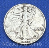 1943 Walking Liberty 90% Silver Half Dollar Coin 12 Grams
